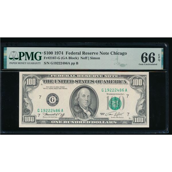 1974 $100 Chicago FRN PMG 66EPQ
