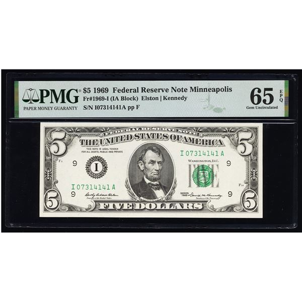1969 $5 Minneapolis FRN PMG 65EPQ