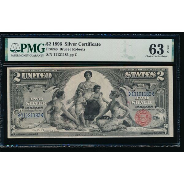1896 $2 Educational Silver Certificate PMG 63EPQ