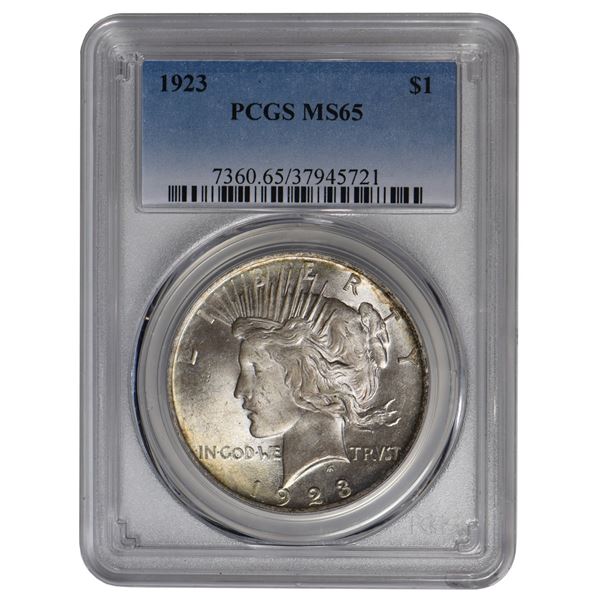 1923 $1 Peace Silver Dollar PCGS MS65