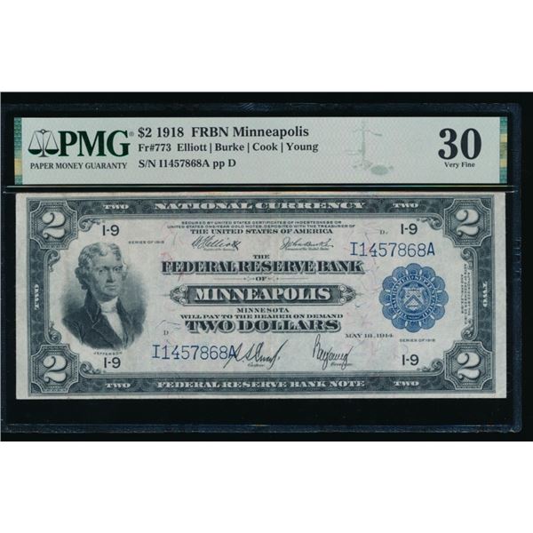 1918 $2 Minneapolis FRBN PMG 30