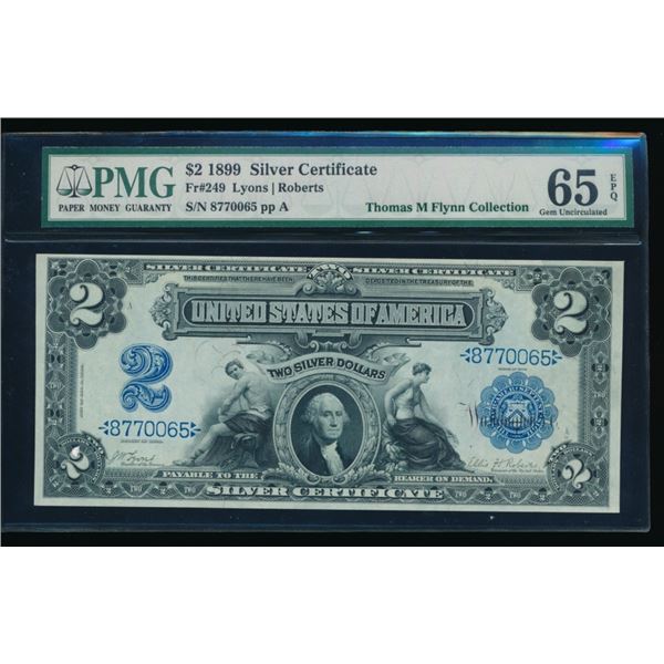 1899 $2 Mini Porthole Silver Certificate PMG 65EPQ