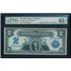 Image 1 : 1899 $2 Mini Porthole Silver Certificate PMG 65EPQ