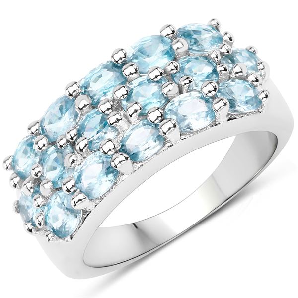 Plated Rhodium 4.00ctw Blue Zircon Ring