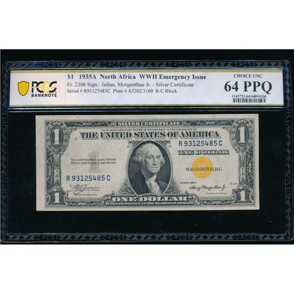 1935A $1 N Africa Silver Certificate PCGS 64PPQ