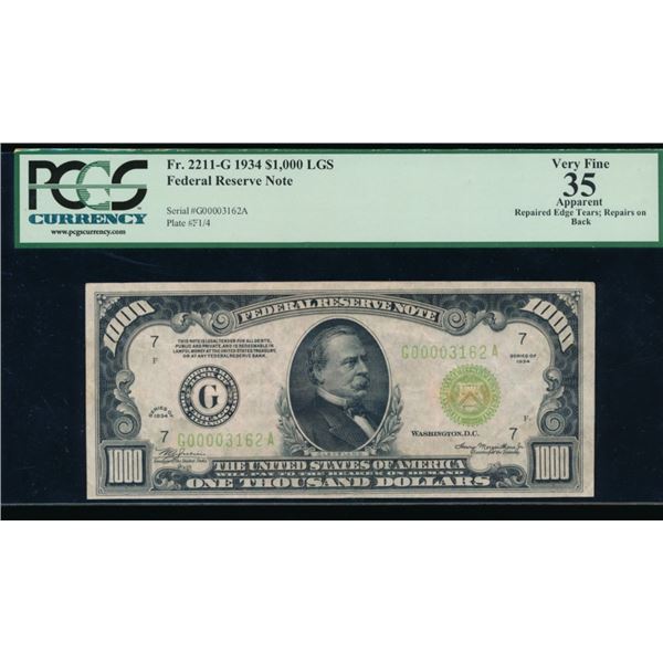 1934 $1000 Chicago FRN PCGS 35