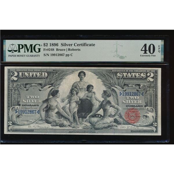 1896 $2 Educational Silver Certificate PMG 40EPQ