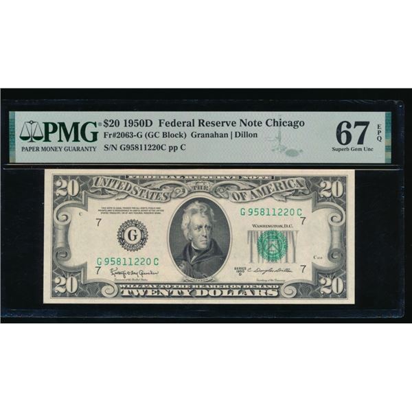 1950D $20 Chicago FRN PMG 67EPQ