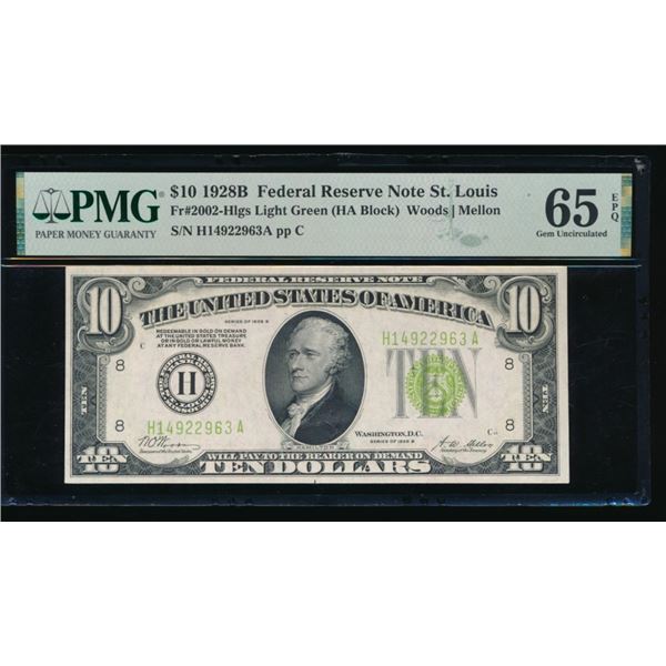 1928B $10 St Louis FRN PMG 65EPQ