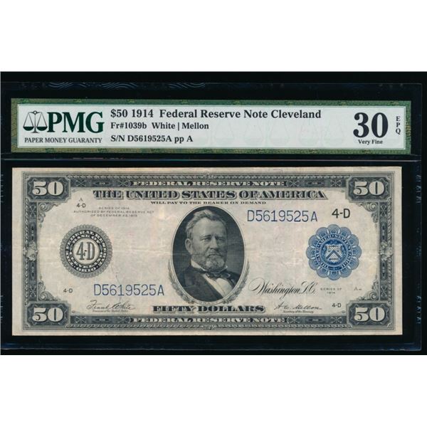 1914 $50 Cleveland FRN PMG 30EPQ