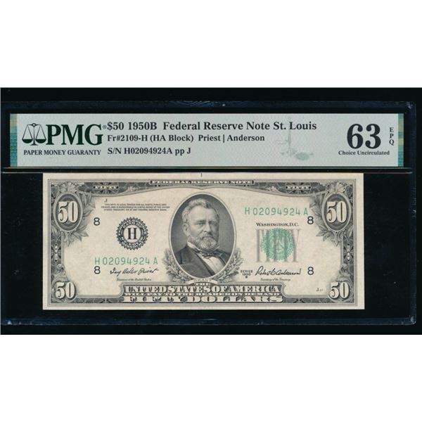 1950B $50 St Louis FRN PMG 63EPQ