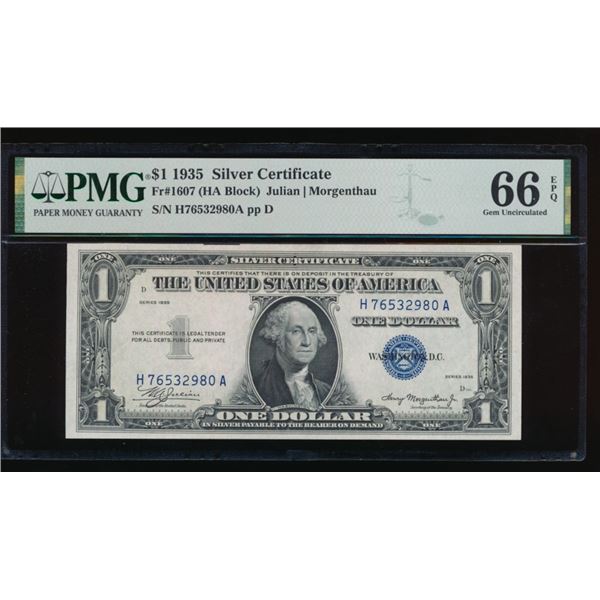 1935 $1 Silver Certificate PMG 66EPQ