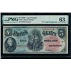 Image 1 : 1869 $5 Rainbow Legal Tender Note PMG 63