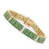 Image 1 : Plated 18KT Yellow Gold 6.20ctw Green Agate and Diamond Bracelet