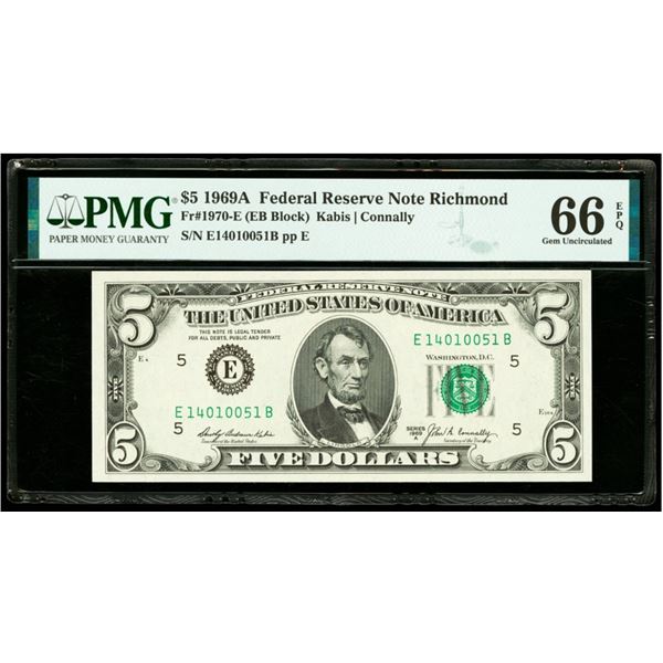 1969A $5 Richmond FRN PMG 66EPQ