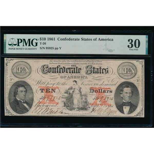1861 $10 T-26 Confederate PMG 30