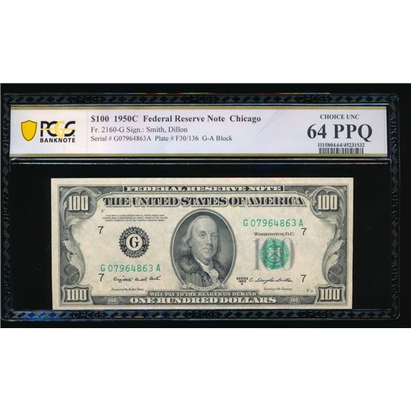 1950C $100 Chicago FRN PCGS 64PPQ