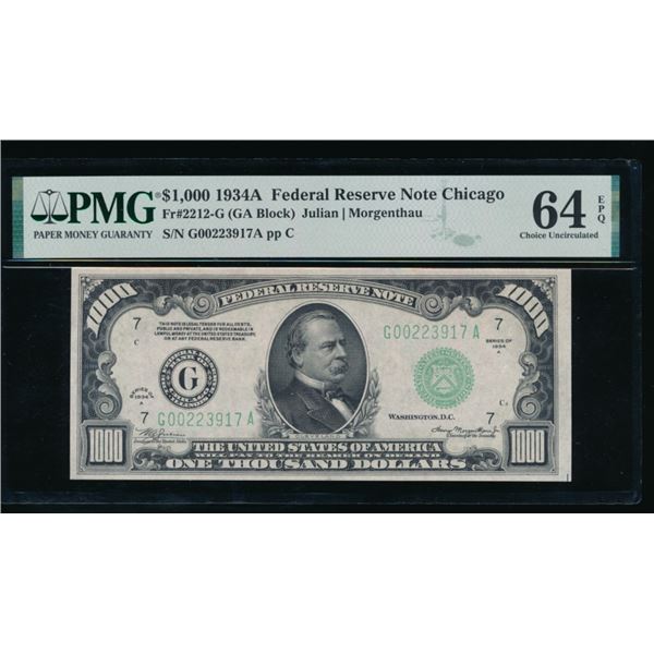 1934A $1000 Chicago FRN PMG 64EPQ