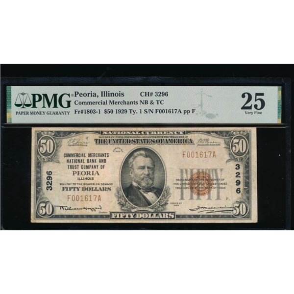 1929 $50 Peoria IL National PMG 25