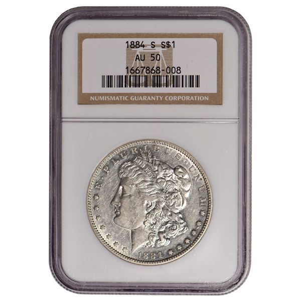 1884-S $1 Morgan Silver Dollar NGC AU50