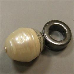 S. SILVER 13 MM SOUTH SEA PEARL AND HEMATITE UNISEX PENDANT