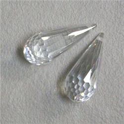 20 CTS PAIR OF CUBIC ZIRCONIA BRIOLETTE 18x7 MM - TOP DRILLED