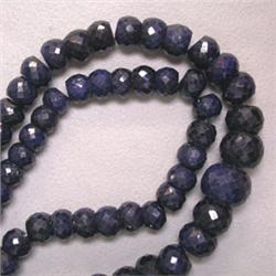 406 CTS ENHANCED BLUE SAPPHIRE STRAND 9-5 MM - 22 INCHES
