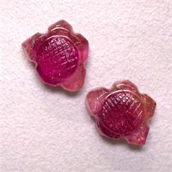 11.75 CTS PAIR OF CARVED TOURMALINE 12x10 MM