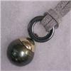 Image 1 : S. SILVER 12 MM BLACK TAHITIAN PEARL AND HEMATITE UNISEX PENDANT WITH CORD