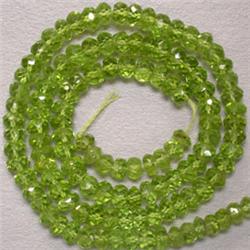 72 CTS PERIDOT RONDELLES STRAND 4 MM - 16 INCHES