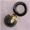 Image 1 : 14K GOLD 11 MM BLACK TAHITIAN PEARL AND HEMATITE UNISEX PENDANT