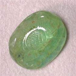 15.39 CTS OVAL CARVED EMERALD CABOCHON 17x13 MM