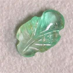 0.58 CTS CARVED EMERALD LEAF 8x5 MM