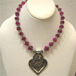 415 CTS ENHANCED RUBY NECKLACE - 17 INCHES