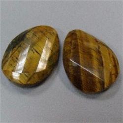 80+ CTS PAIR OF TIGER'S EYE TEAR DROPS - FULL DRILLED