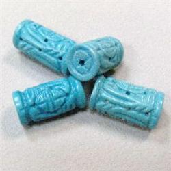 18x10 MM LOT OF CARVED STABILIZED TURQUOISE BEADS - FULL DRILLED
