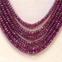 368 CTS 6 STRANDS OF GRADUATED FACETED RUBY RONDELLES - LENGTH ADJUSTABLE - INCLUDED