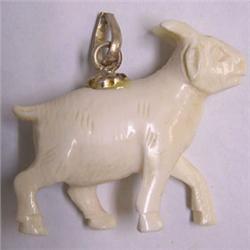 25 CTS CARVED VINTAGE IVORY GOAT 37x30 MM