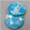 Image 1 : 33 MM PAIR OF COIN SHAPED STABILIZED TURQUOISE BEADS - FULL DRILLED