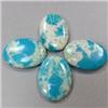 Image 1 : 32x24 MM LOT OF 4 OVAL STABILIZED TURQUOISE BEADS - FULL DRILLED