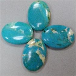 32x24 MM LOT OF 4 OVAL STABILIZED TURQUOISE BEADS - FULL DRILLED