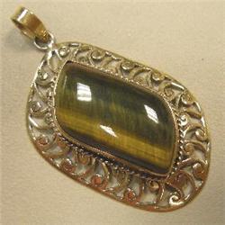 65x47 MM TIGER'S EYE METAL PENDANT
