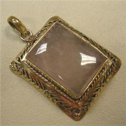 42x39 MM ROSE QUARTZ METAL PENDANT