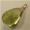 Image 1 : 14K GOLD 15 CTS LEMON CITRINE (GREEN GOLD) PENDANT 23x10 MM