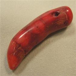 53 CTS FREE FORM BAMBOO RED CORAL PIECE 45x12 MM - TOP DRILLED