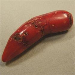 39 CTS FREE FORM BAMBOO RED CORAL PIECE 37x11 MM - TOP DRILLED