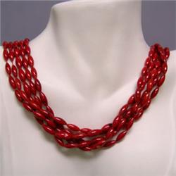 12x5-8x5 MM FIVE STRAND OF BAMBOO CORAL - 16 INCHES