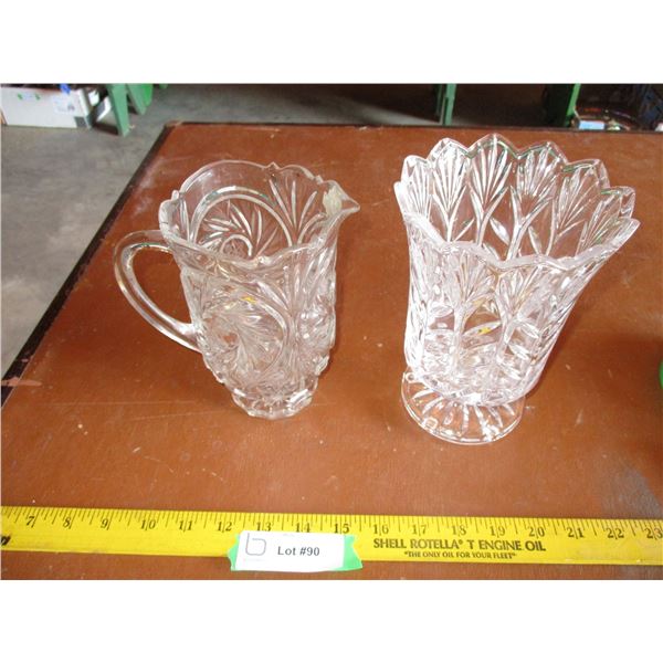 Crystal glass pitcher + vase