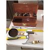 Image 1 : Metal toolbox with hammer, small fry pan, misc
