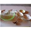 Image 4 : green glass bowl, federal glass bowl with misc